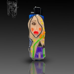 Girl Design Handmade lighter case, Clipper Handmade Lighter Sleeve, Unique Gift for Smokers, clipper cigarette lighter, lighters custom