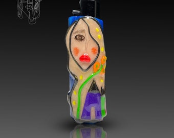Handmade Polymer Clay Lighter Case, Dokhtar Girl Design