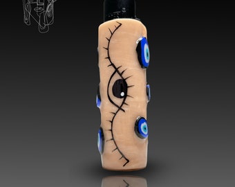 Evil Eye Lighter Case Necklace, Polymer Clay Funny Smoker Gift