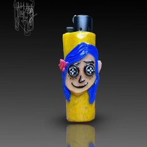 Coraline Lighter Case, Handmade Clipper Lighter Case, Personalized Lighter Sleeve, Cool Lighter Leash, Best Gifts For Smokers