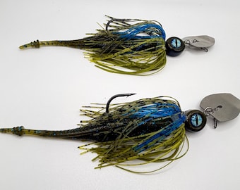 Blade Ripper 1/2oz Bluegill Bladed Jig custom made vibrating swim jig 2-pack with Swimbait trailers