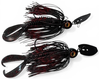 Blade Ripper 3/8oz or 1/2oz Black Neon Bladed Jig custom made vibrating swim jig 2-pack with trailers