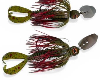 Blade Ripper 3/8oz or 1/2oz Watermelon Red Bladed Jig custom made vibrating swim jig 2-pack with trailers