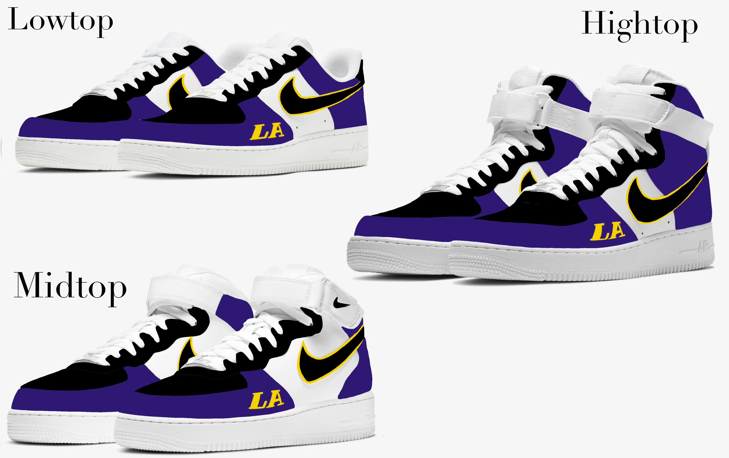 Los Angeles Lakers NBA Air Force Shoes -  Worldwide Shipping