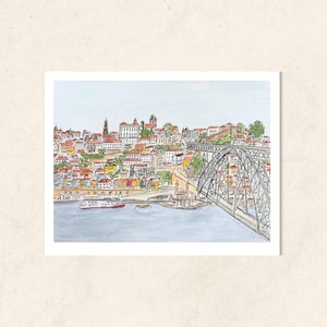 Esboço Porto Aguarela | Ponte Dom Luís I | Postal | Pôster |