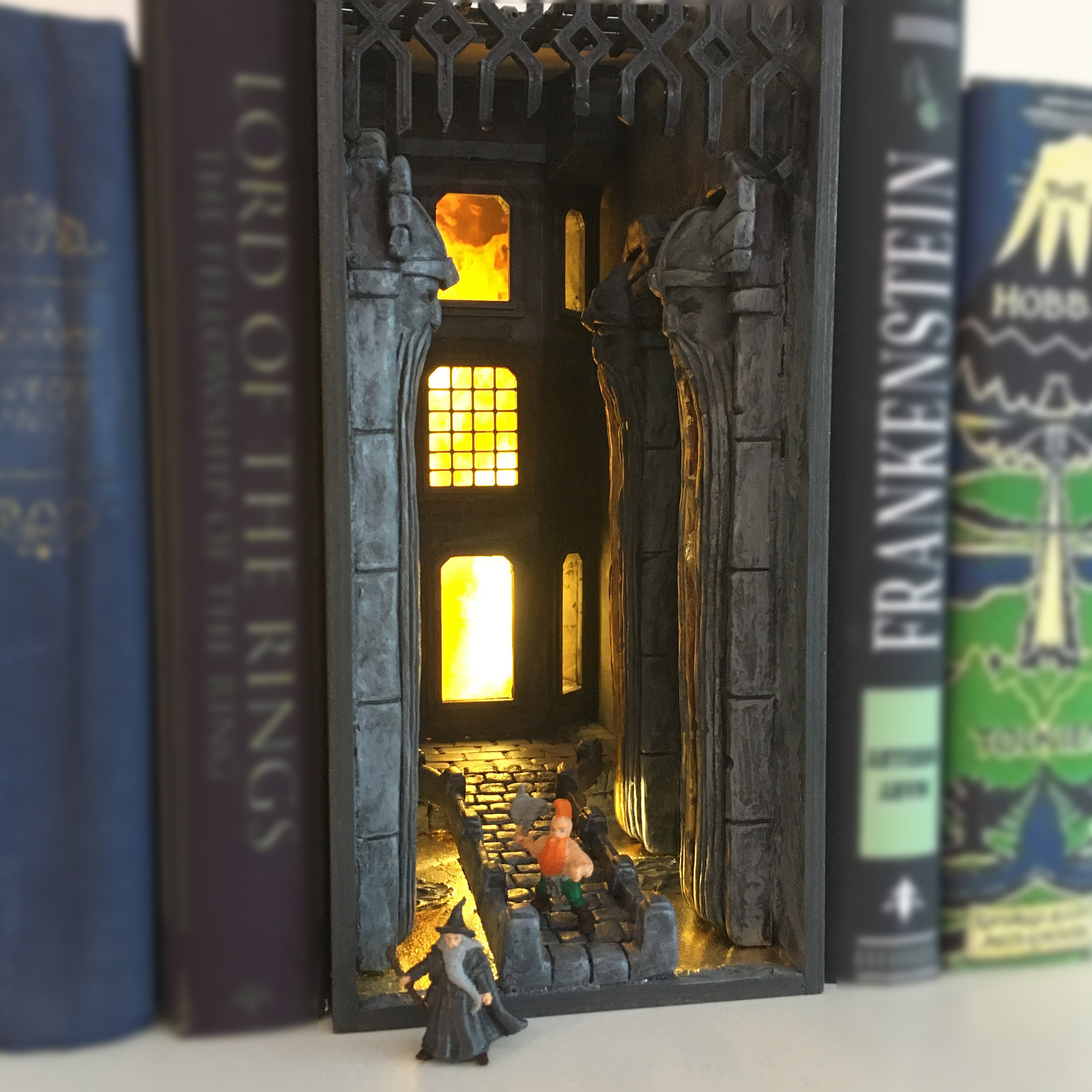 Fantasy Book Nook Shelf Insert Dwarf Forge Lotr Book Diorama 