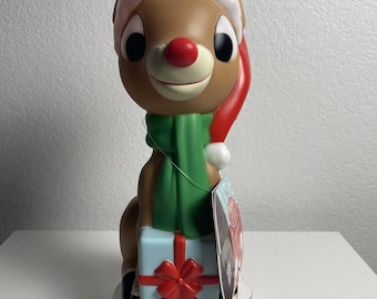Blowmold NEW! - Gemmy 23.6" Rudolph The Red Nosed Reindeer Figure Blow Mold Lawn Yard Christmas Decoration Plastic Light Up Lighted.