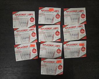 10 Cards - Santa's Favorites 5 Replacement Push-in Bulbs for 35 Light Single Flasher Lite Set - NOS (3 Volt Bulbs)