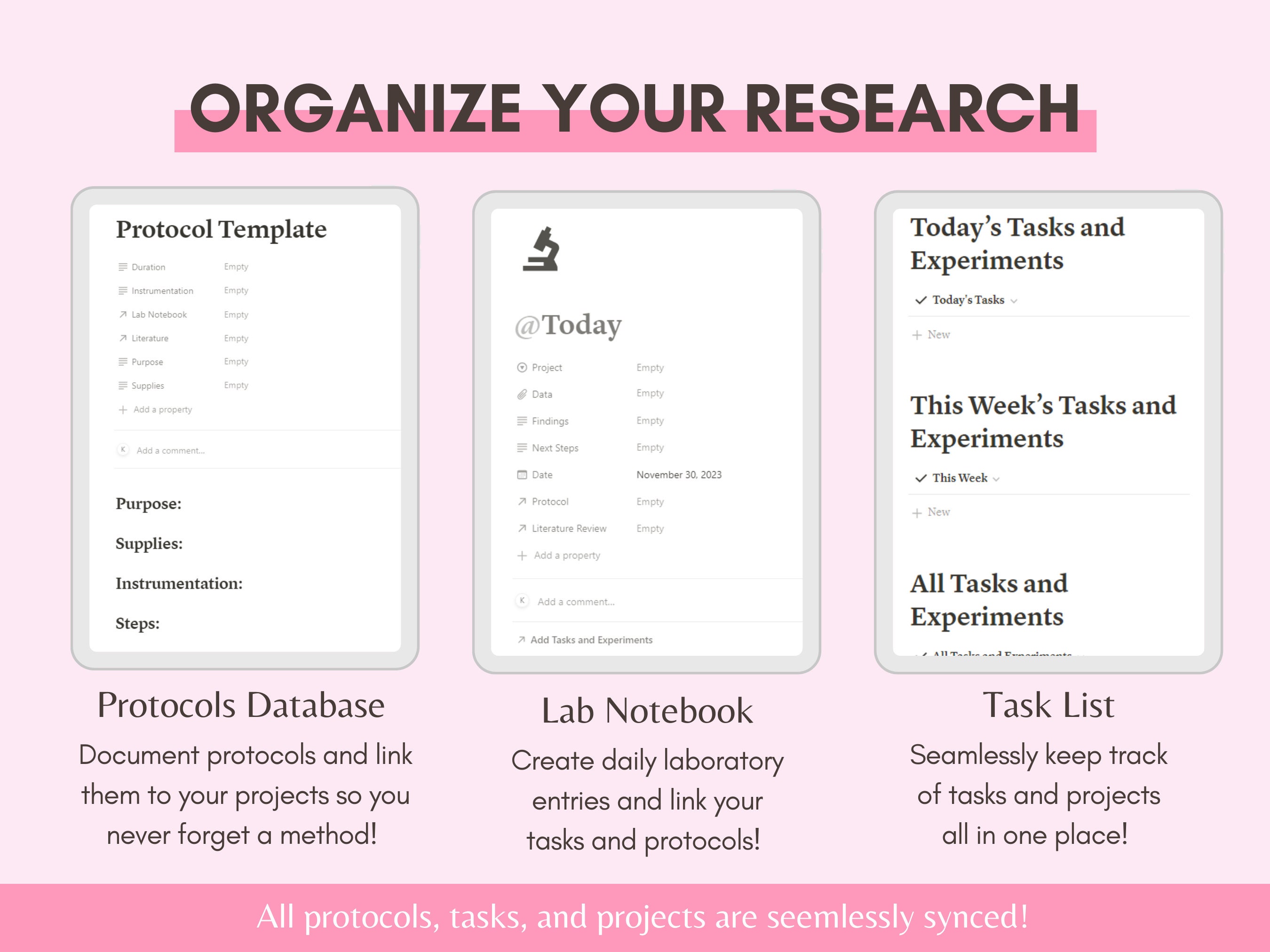 Research Lab Notebook Notion Template for Phd Students, Researchers