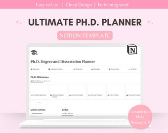 PhD Student Notion Template: Dissertation & Research Planner (Digital Download)