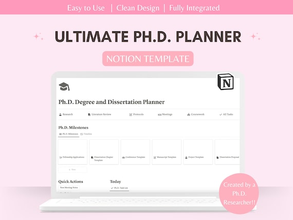 PhD Student Notion Template: Dissertation & Research Planner (Digital Download)