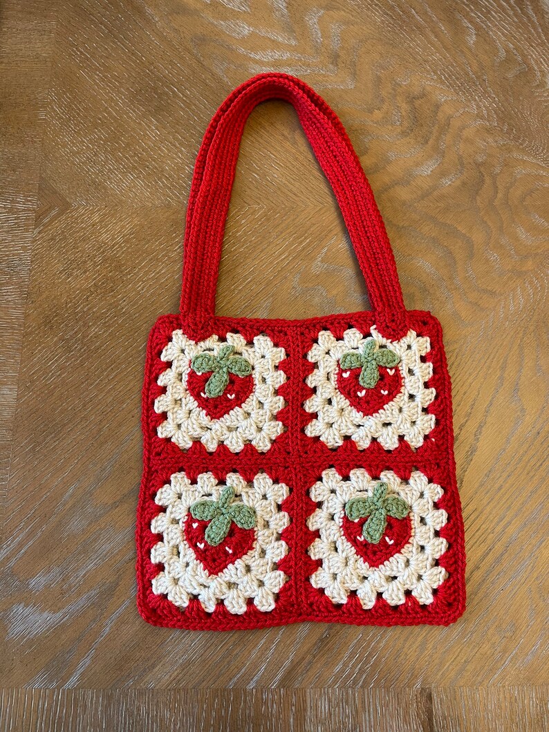 Strawberry Granny Square Crochet Bag Etsy