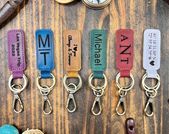 Personalised leather keyring keychain gifts for her and him