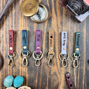 Personalized Leather Keychain Key Fob Keyring