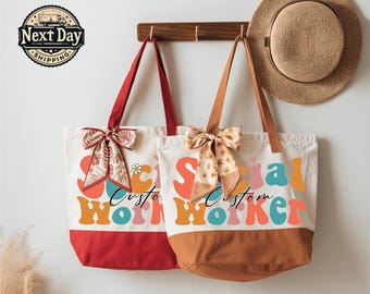 Custom Social Worker Tote Bag, Personalized Therapist Gift, Counselor Appreciation Work Bag