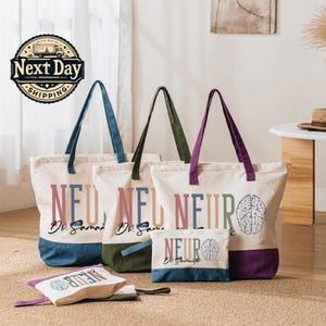 Custom Neuro Tote Bag, Personalized Neurology Work Tote, Neuro Nurses Gifts, Brain Health Professionals Tote Bag, Gift For Neurologists