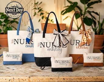 Personalized Nurse Tote Bag, Custom Name Medical Gift, Nursing Work Bag for Healthcare Professionals