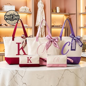 Custom Initial Tote Bag, Personalized Monogram Gift, Elegant Letter Design Bag for Her