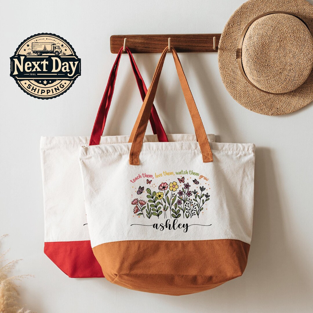 Custom Teacher Tote Bag, Personalized Teacher Gift, Back to School Bag ...