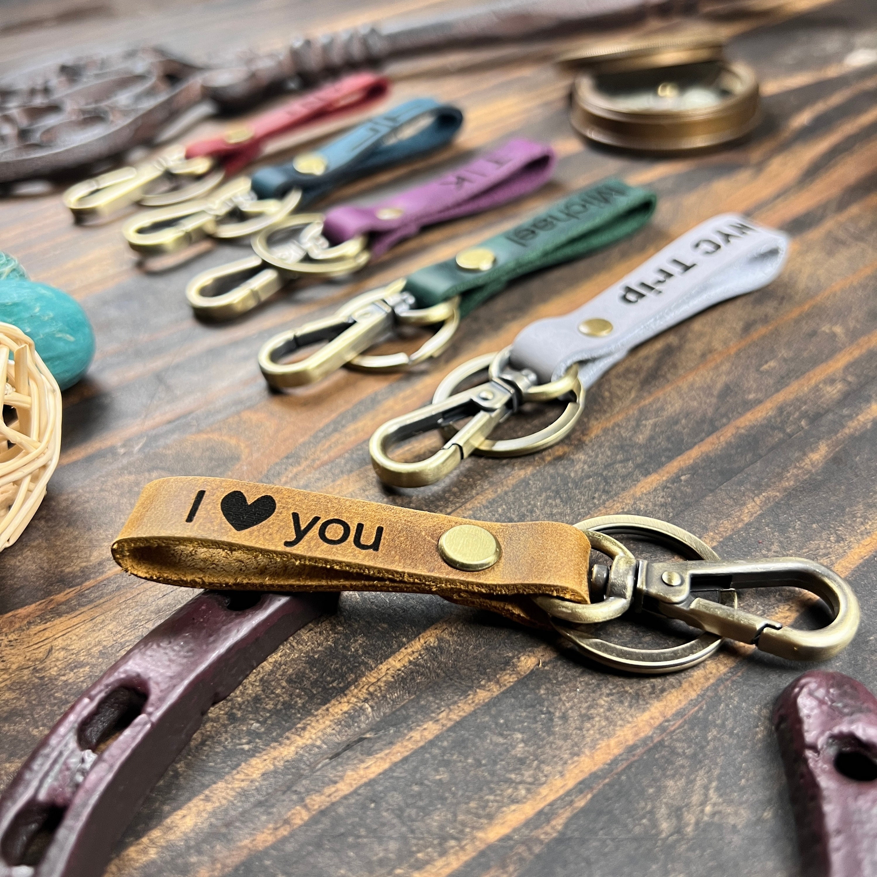 Personalized Leather Keychain, Customized Keychain,custom Leather
