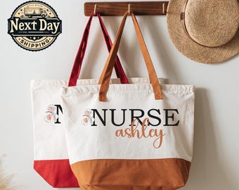 Personalized Nurse Tote Bag, Custom Name Medical Gift, Nursing Work Bag for Healthcare Professionals