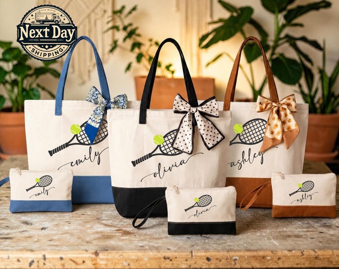 Custom Tennis Tote Bag, Personalized Tennis Player Gift, Racket Sport Lover Bag, Team Travel Tote