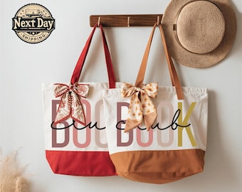 Book Club Tote Bag, Reading Lover Gift, Literary Club Bag for Bookworms and Bibliophiles