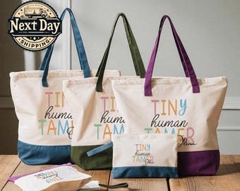 Custom Tiny Human Tamer Tote Bag, Funny Preschool Teacher Gift, Early Education Tote for Women