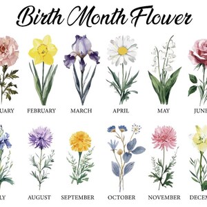 twelve different types of flowers, each representing a different month of the year.