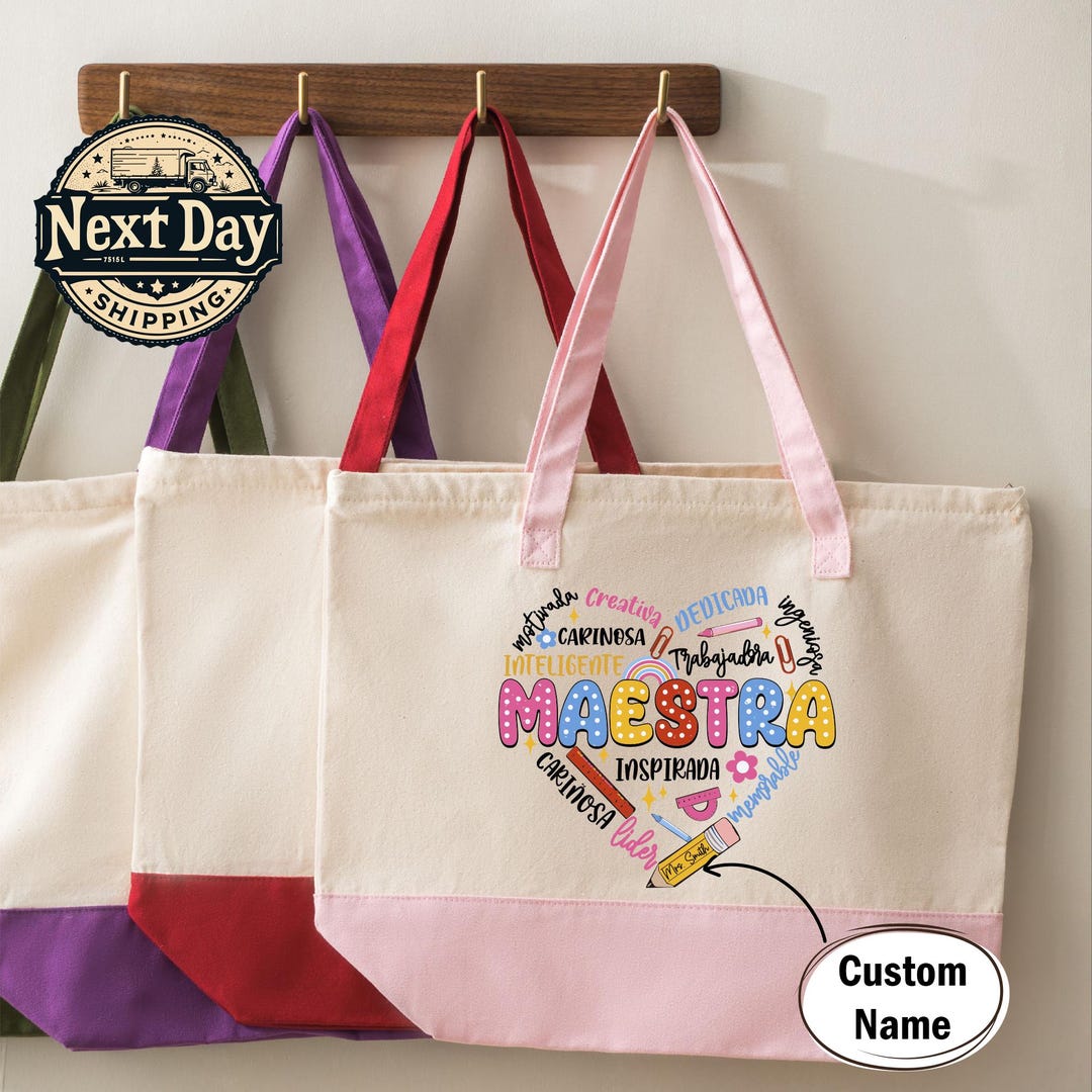 Custom Maestra Tote Bag, Personalized Spanish Teacher Gift, Cute Back ...