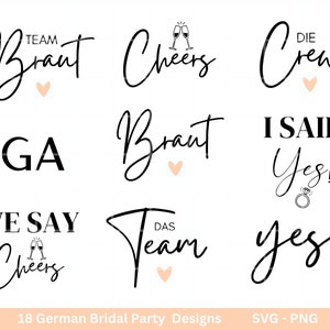 German Bride SVG Bundle Wedding Party Bridesmaid JGA Engagement Party Cricut Silhouette Studio Plotter File SVG Bride Shirts image 1