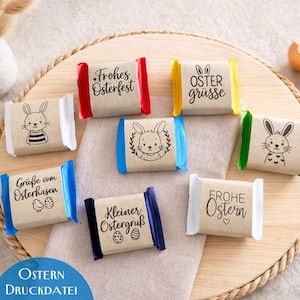 Ostern Schokoladen Banderole Druckvorlage – Ostergruß Printable PDF | Verpackung für Schokolade | Ostertisch Deko | Gastgeschenk Mitbringsel