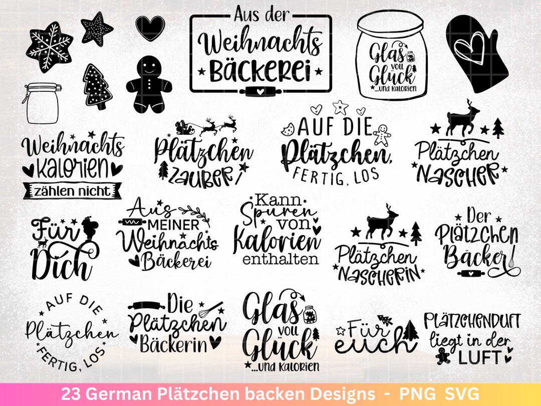 Deutsche Plotterdatei backen Weihnachten backen svg Bundle Plätzchen
