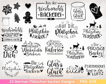 German plotter file baking Christmas - baking svg bundle - cookies svg - German sayings baking - Cricut Silhouette Studio Bakery