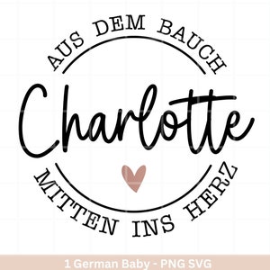 Archivo de trazador alemán - Del estómago al corazón Body de bebé - Regalo de baby shower Svg - Regalo del padre - Día del Padre Svg - Cricut - Camisa