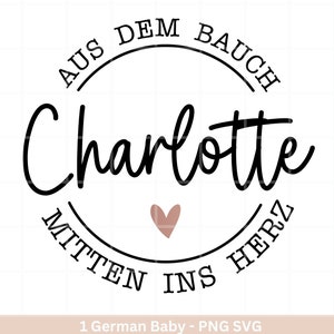 German Plotterdatei - Aus dem Bauch mitten ins Herz Babybody -  Baby Shower Geschenk Svg - Vater Geschenk - Vatertag Svg  - Cricut - Shirt