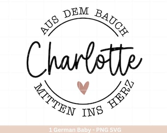 German Plotterdatei - Aus dem Bauch mitten ins Herz Babybody -  Baby Shower Geschenk Svg - Vater Geschenk - Vatertag Svg  - Cricut - Shirt