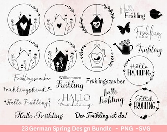 Deutsche Plotterdatei Frühling - Hallo Frühling - Cricut Silhouette Studio Plotterdatei - Ostern Svg - Ostergrüße - Frühlings Bundle