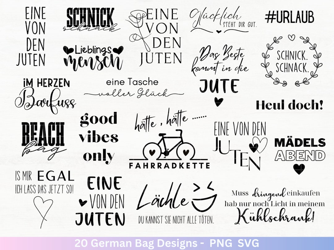 German Sprüche für Beutel Plotterdatei Taschensprüche Bundle svg