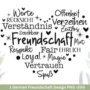 Deutsche Plotterdatei Herz Freundschaft- Plotterdatei Beste Freunde svg - Herz svg - Deutsche Sprüche svg -  Freundin - Cricut Silhouette