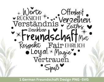 Deutsche Plotterdatei Herz Freundschaft- Plotterdatei Beste Freunde svg - Herz svg - Deutsche Sprüche svg -  Freundin - Cricut Silhouette