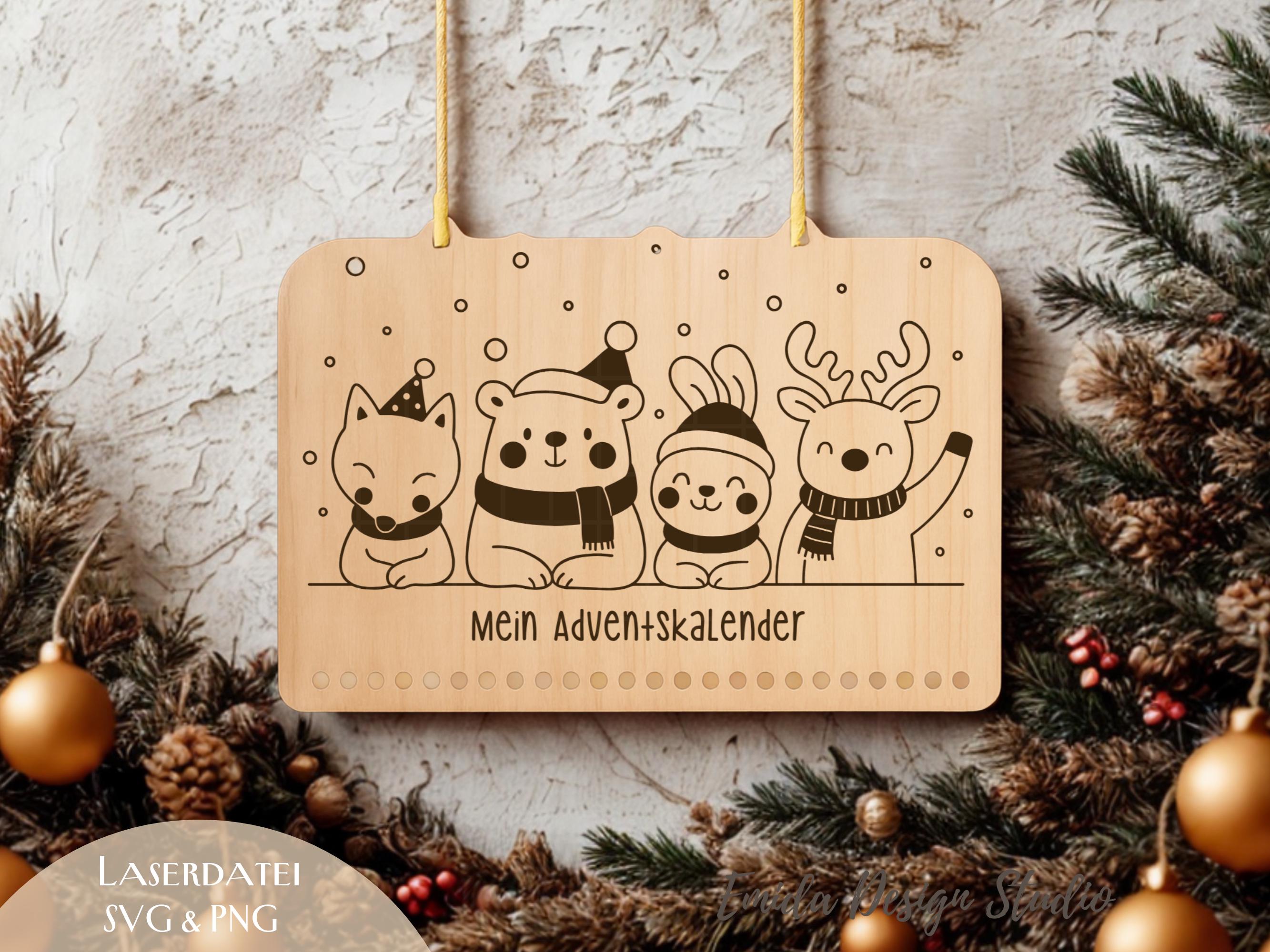 Laser File Advent Calendar SVG & PNG – Plotter File Christmas ...