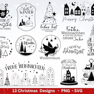 File plotter natalizio - Case natalizie in formato svg - Scritte natalizie in tedesco - File svg natalizio - File laser natalizio - File svg Cricut