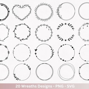 Plotterdatei Blumenkranz - Kränze SVG Bundle - Lorbeerkranz Monogramm - Kränze Designs - Cricut Clipart - Weihnachtskranz - Lasercut Kränze