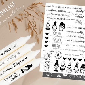 Wichtel Kerzentattoo Vorlage - Kerzen selbst gestalten - Kerzensticker Weihnachten - Du bist mir wichtelig Rub ons sticker - Wichtelgeschenk