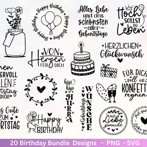 Deutsche Geburtstag Plotterdatei Bundle svg - Geburtstagssprüche deutsch - Geburtstag Cricut Silhouette  - Geburtstag Schriftzüge - Geschenk