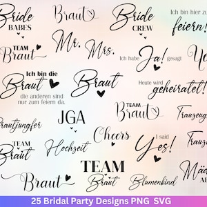 German Bride SVG Bundle - Wedding Party - Bridesmaid - JGA - Engagement Party- Cricut Silhouette Studio Plotter File SVG - Bride Shirts