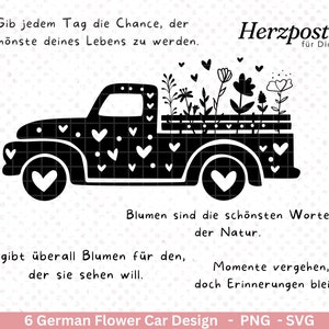 Plotter file flower car svg png - lettering sayings svg - clipart plotter file German - Cricut Silhouette Studio plotter file - digital
