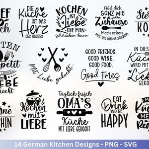 Arquivo plotter alemão cozinha svg - pacote svg de culinária - chef svg - provérbios alemães culinária - Silhueta Cricut - cozimento de arquivo a laser