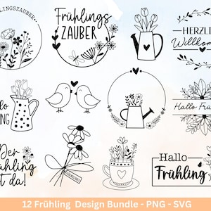 Frühling Plotterdatei - Hallo Frühling - Laserdatei Frühling - Cricut Svg - Ostern Svg - Frühling to go -Frühlings Bundle - Frühling Svg